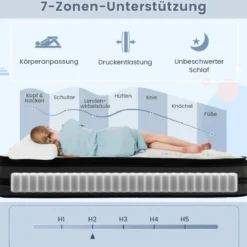 32 cm Höhe Memory Schaum Matratze mit Kühlgel angereicherte Hybridmatratze 140 x 200 cm