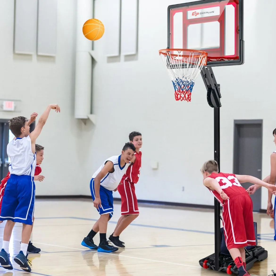 105-260 cm Höhenverstellbarer Basketballständer mit Ständer & 2 Rädern Basketballkorb