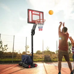 105-260 cm Höhenverstellbarer Basketballständer mit Ständer & 2 Rädern Basketballkorb