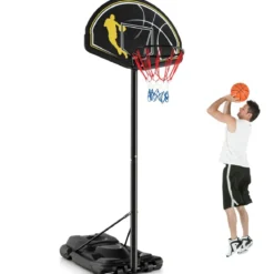 130-305 cm Höhenverstellbarer Basketballständer mit Rädern & Ständer Tragbarer Basketballkorb