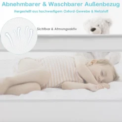 100cm Höhenverstellbares Bettschutzgitter mit Befestigungsgurt geeignet für Doppelmatratzen Weiß