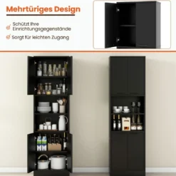 190 cm Hoher Küchenschrank mit Türen & Regalen Sideboard Hochschrank 56 x 30 x 190 cm