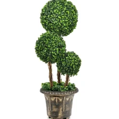 75 cm hoher künstlicher Formschnittbaum mit 3 Kugeln immergrüner Kunstbaum
