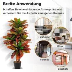 100 cm Hoher Künstlicher Kroton-Palmenbaum mit Farbenfrohen Panaschierten Blättern