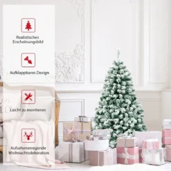 135 cm hoher Künstlicher Weihnachtsbaum Beleuchteter Schneebedeckter Baum mit Metallständer