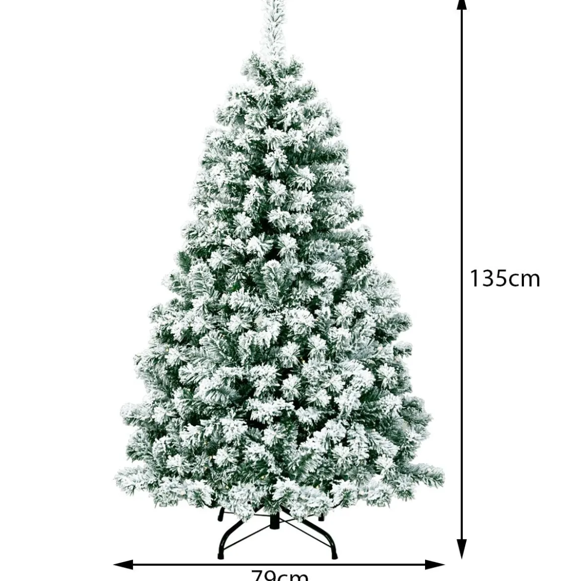 135 cm hoher Künstlicher Weihnachtsbaum Beleuchteter Schneebedeckter Baum mit Metallständer