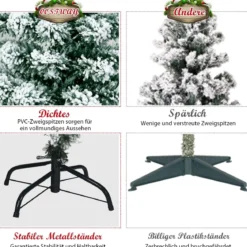 135 cm hoher Künstlicher Weihnachtsbaum Beleuchteter Schneebedeckter Baum mit Metallständer