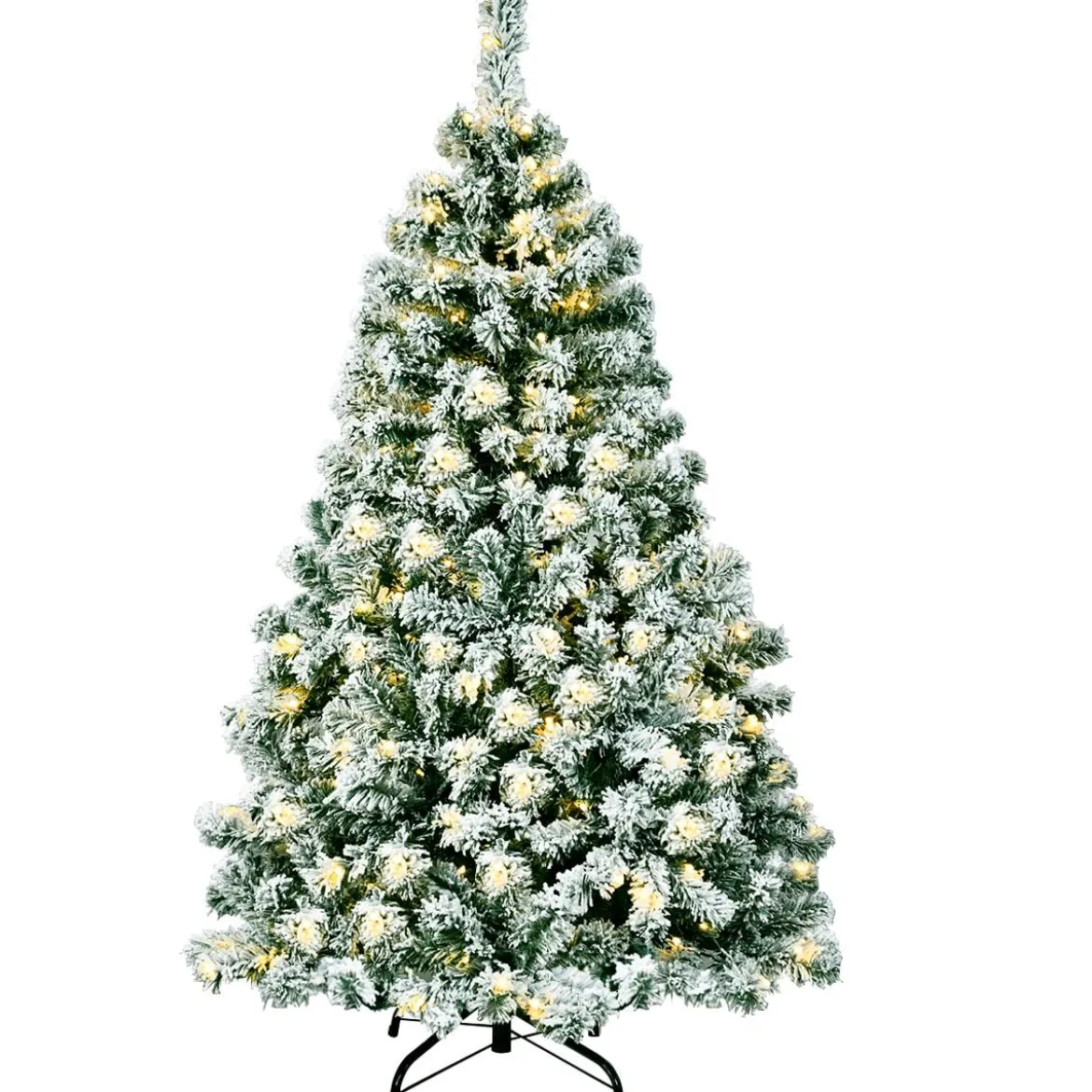 135 cm hoher Künstlicher Weihnachtsbaum Beleuchteter Schneebedeckter Baum mit Metallständer