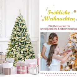 180 cm hoher künstlicher Weihnachtsbaum mit warmen LED-Leuchten Weihnachtsbaum Grün + Weiß