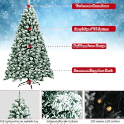 180 cm hoher künstlicher Weihnachtsbaum mit warmen LED-Leuchten Weihnachtsbaum Grün + Weiß
