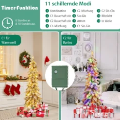 120 cm Hoher künstlicher Weihnachtsbaum mit 225 PVC-Astspitzen 100 LED-Lichtern
