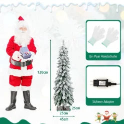 120 cm Hoher künstlicher Weihnachtsbaum mit 225 PVC-Astspitzen 100 LED-Lichtern