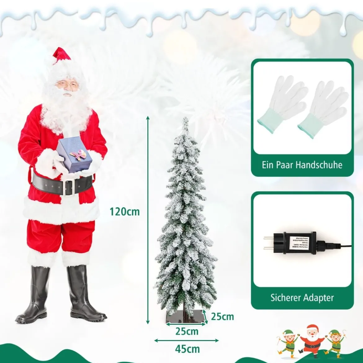120 cm Hoher künstlicher Weihnachtsbaum mit 225 PVC-Astspitzen 100 LED-Lichtern