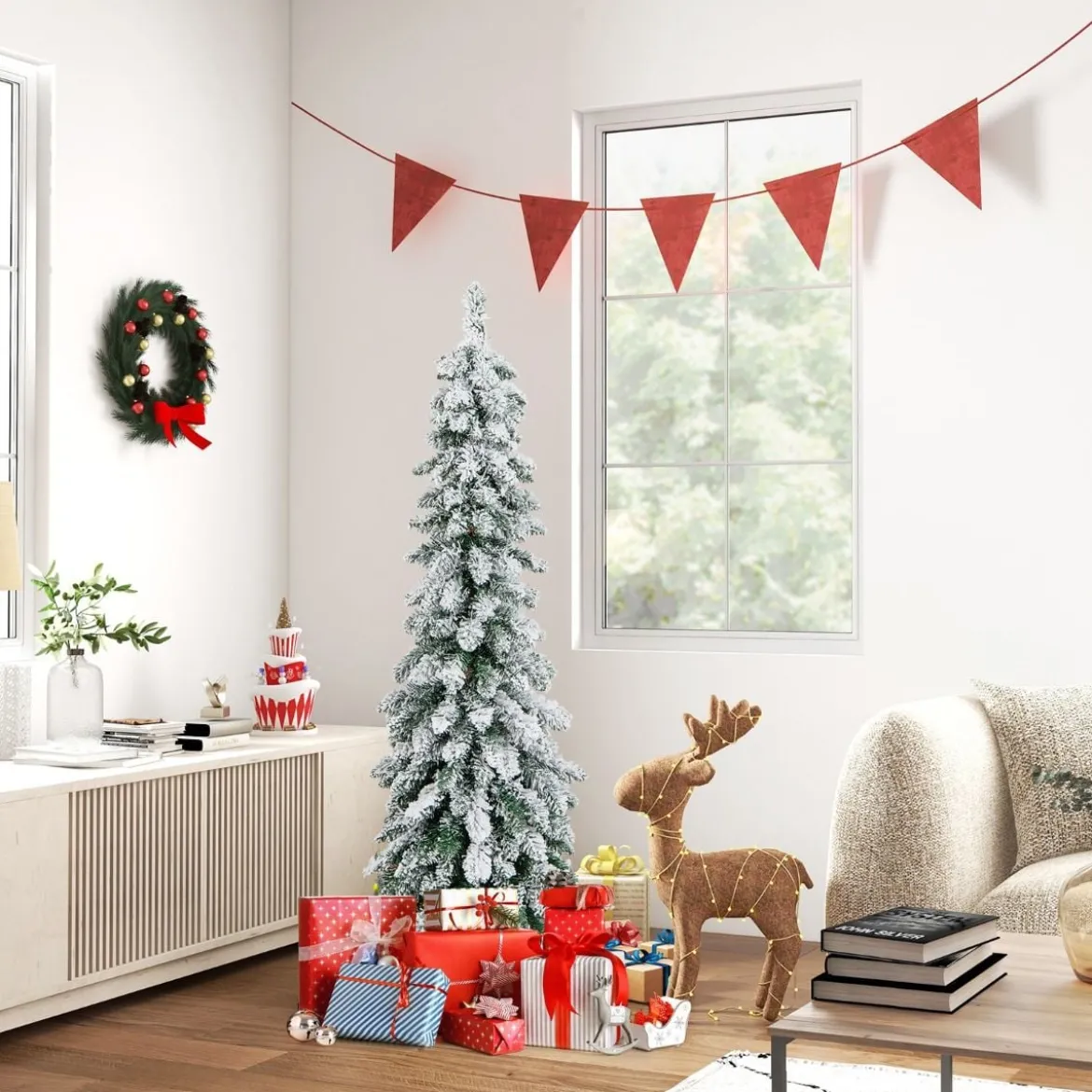 120 cm Hoher künstlicher Weihnachtsbaum mit 225 PVC-Astspitzen 100 LED-Lichtern