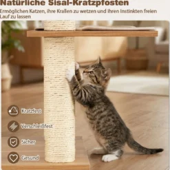 148 cm Hoher Moderner Kratzbaum mit Sisal-Kratzpfosten & Höhle & KorbKatzenbaum