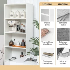 188 cm Hohes Bücherregal 6-Stöckiges Modernes Ablageregal Weiß