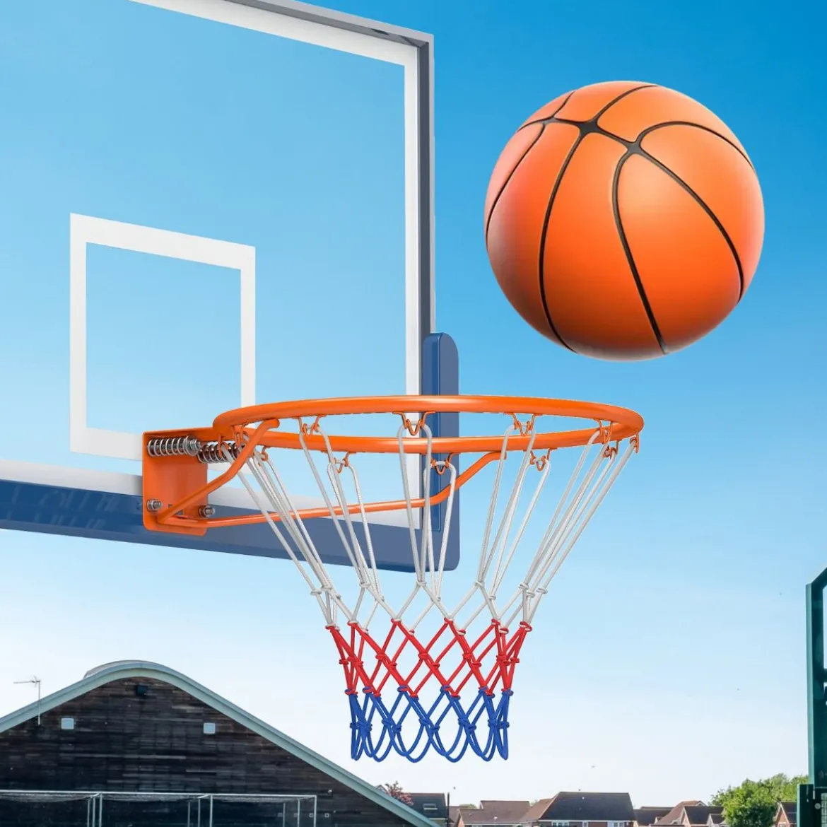Ø45cm Indoor Basketballkorb mit Ring & Netz Mini Basketball Korb für Wandmontage Orange