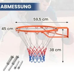 Ø45cm Indoor Basketballkorb mit Ring & Netz Mini Basketball Korb für Wandmontage Orange