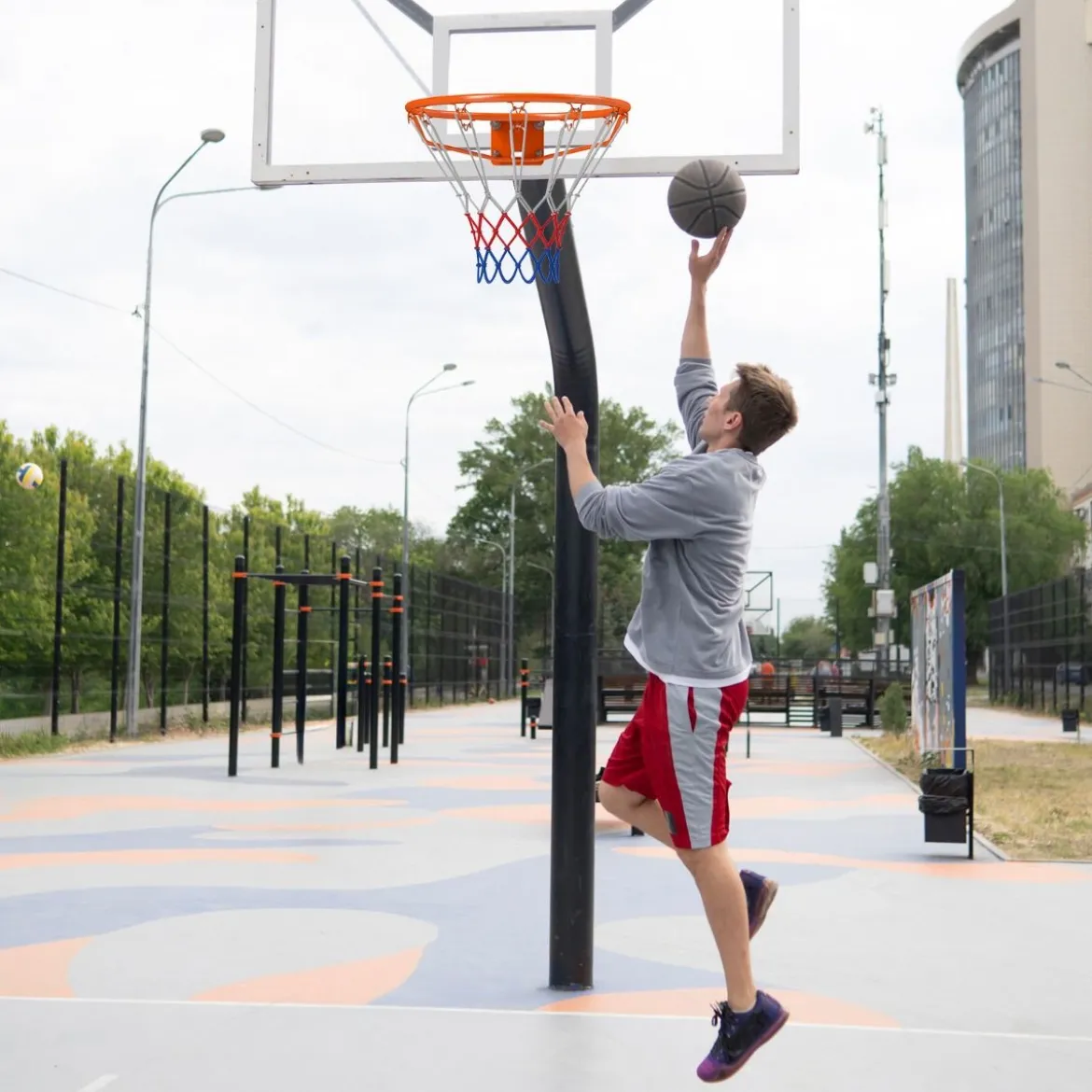 Ø45cm Indoor Basketballkorb mit Ring & Netz Mini Basketball Korb für Wandmontage Orange