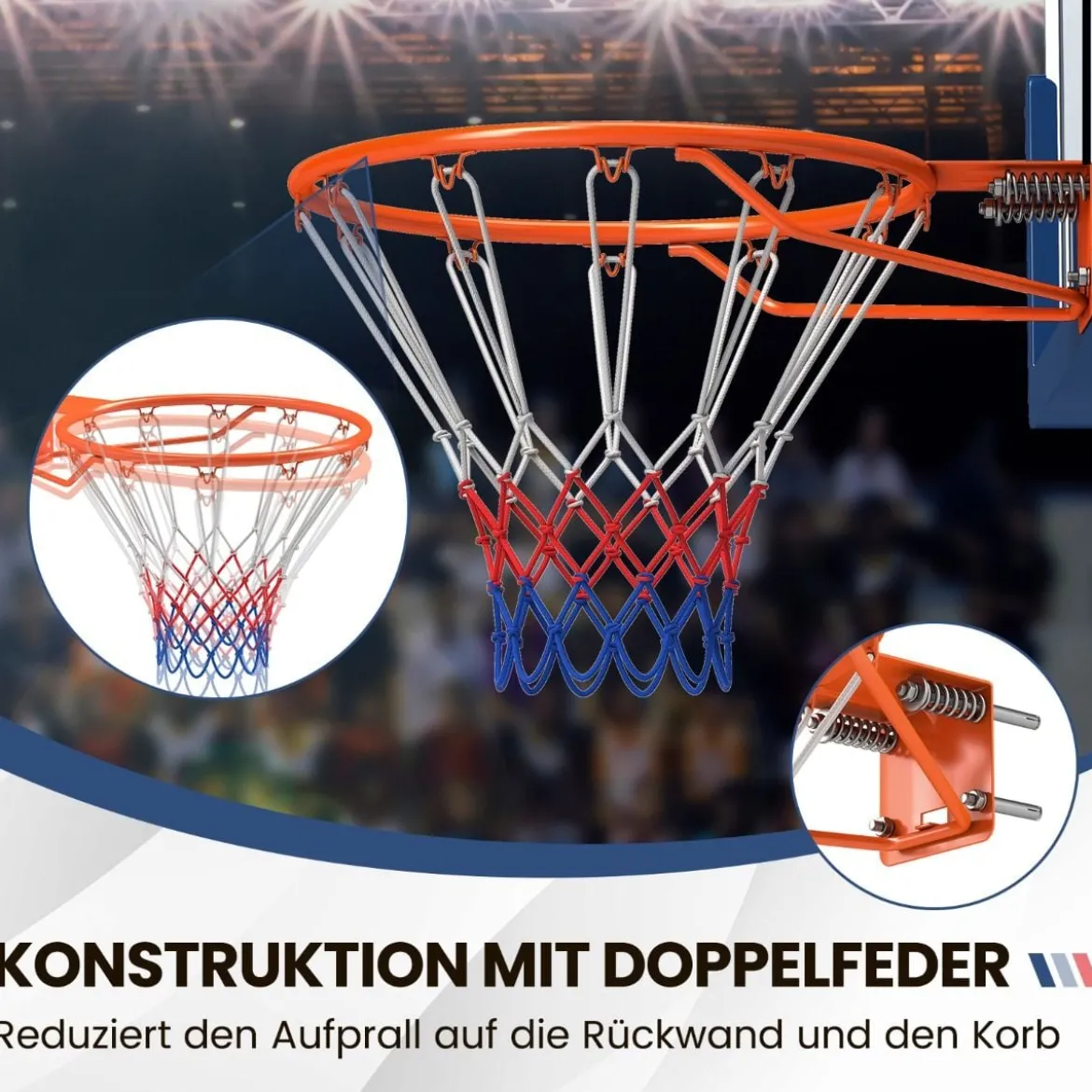 Ø45cm Indoor Basketballkorb mit Ring & Netz Mini Basketball Korb für Wandmontage Orange