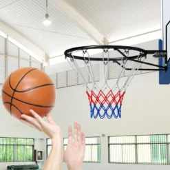 Ø45cm Indoor Basketballkorb mit Ring & Netz Mini Basketball Korb für Wandmontage Schwarz