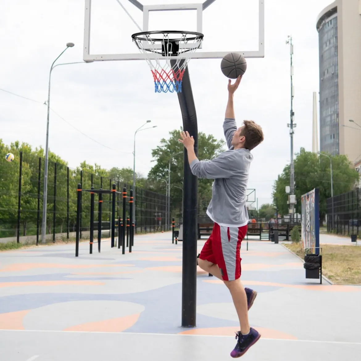 Ø45cm Indoor Basketballkorb mit Ring & Netz Mini Basketball Korb für Wandmontage Schwarz