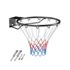 Ø45cm Indoor Basketballkorb mit Ring & Netz Mini Basketball Korb für Wandmontage Schwarz
