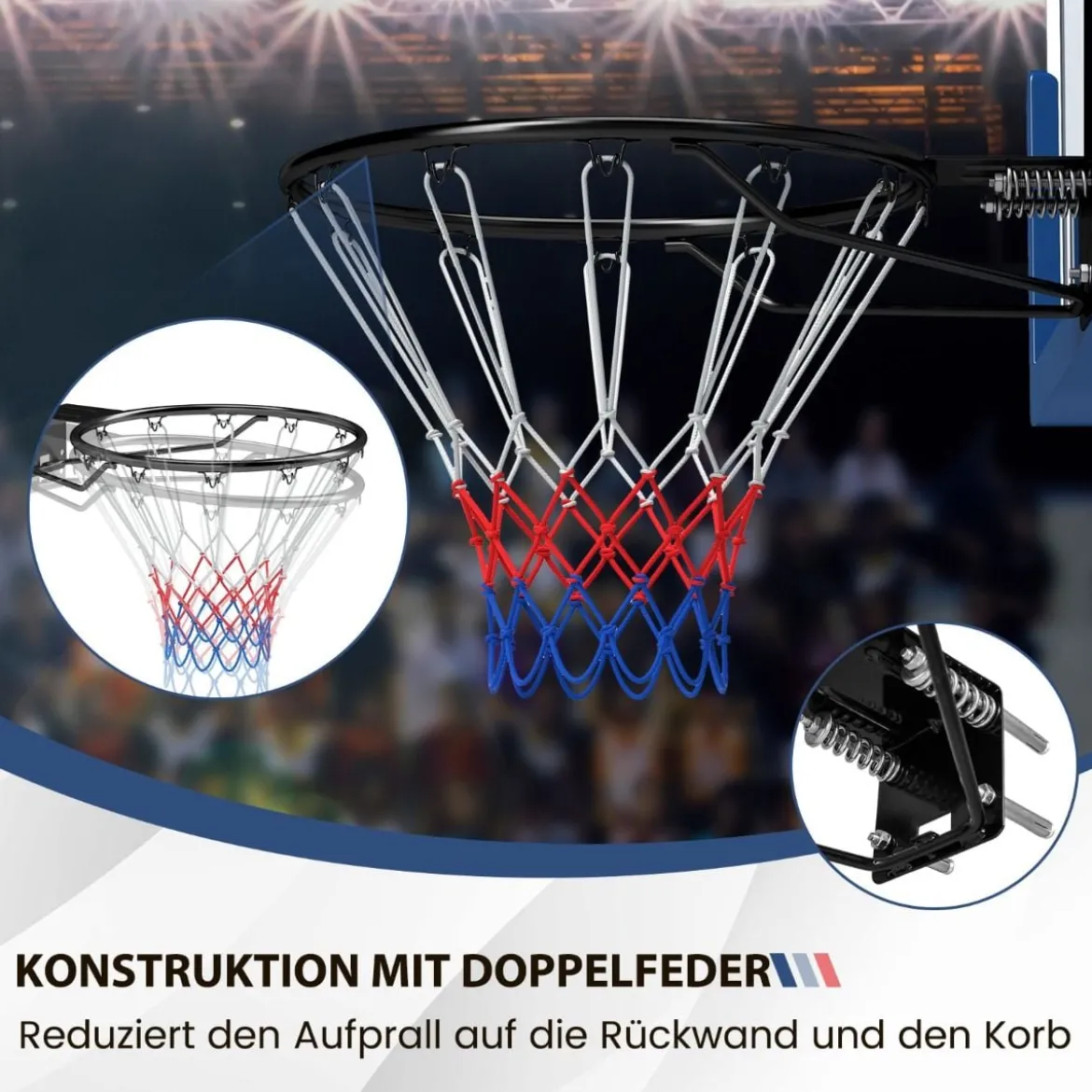 Ø45cm Indoor Basketballkorb mit Ring & Netz Mini Basketball Korb für Wandmontage Schwarz