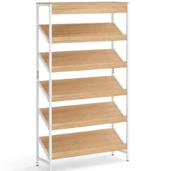 161 cm Industrielles Bücherregal mit Metallrahmen Freistehendes Lagerregal Anzeige Standregal Natur