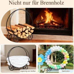 59 cm Kaminholzregal zusammenklappbarer Brennholzregal für Innen und Außen robuster Metall-Feuerholzregal Schwarz