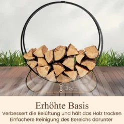 59 cm Kaminholzregal zusammenklappbarer Brennholzregal für Innen und Außen robuster Metall-Feuerholzregal Schwarz