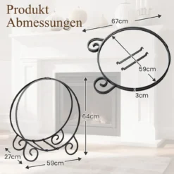 59 cm Kaminholzregal zusammenklappbarer Brennholzregal für Innen und Außen robuster Metall-Feuerholzregal Schwarz