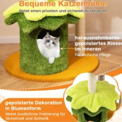 117 cm Katzenbaum mehrstufiger Kletterturm mit Hängekorb gepolsterter Sitzplatz Sisal-Kratzbrettern Kratzbaum Orange