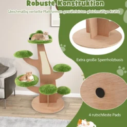 128 cm Katzenbaum mit Liegeplatz & Springplattform Kätzchen Aktivitätszentrum