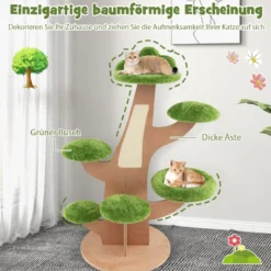 128 cm Katzenbaum mit Liegeplatz & Springplattform Kätzchen Aktivitätszentrum