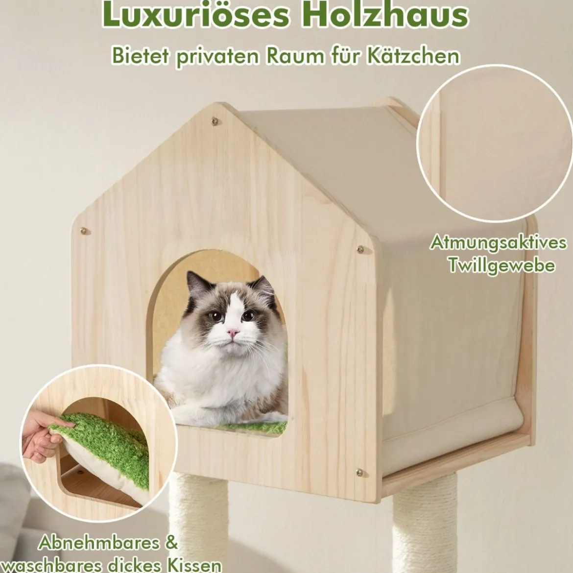139 cm Katzenbaum mit Sisal-Kratzpfosten & Springplattformen & Liegeplatz & Hängematte