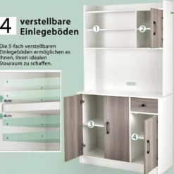 180 cm Küchenschrank mit Ladestation & Arbeitsplatte & Schublade Buffet Sideboard