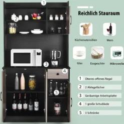 180 cm Küchenschrank mit Ladestation & Arbeitsplatte & Schublade Buffet Sideboard