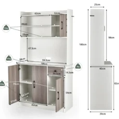 180 cm Küchenschrank mit Ladestation & Arbeitsplatte & Schublade Buffet Sideboard