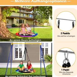 Ø100 cm Kinder Baumschaukel doppelseitige Farbe Nestschaukel Bunt + Tarnung