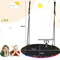 Ø100 cm Kinder Baumschaukel doppelseitige Farbe Nestschaukel Bunt + Tarnung