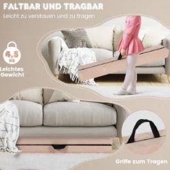 240 cm Kinder Schwebebalken klappbare Balancierbalken Gymnastikbalken mit Tragegriff Braun