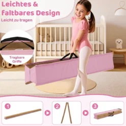 240 cm Kinder Schwebebalken mit Tragegriff & Wildlederbezug Klappbarer Balancierbalken