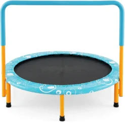φ92 cm Kindertrampolin mit Griff Mini-Trampolin bis 150kg Belastbar Klappbares Trampolin