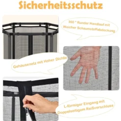 Ø122 cm Kinder-Trampolin Outdoor- & Indoor-Trampolin mit Sicherheitsnetz Blau + Schwarz