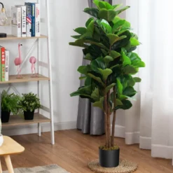 120 cm Künstlicher Feigenbaum Kunstpflanze Deko mit Blumentopf