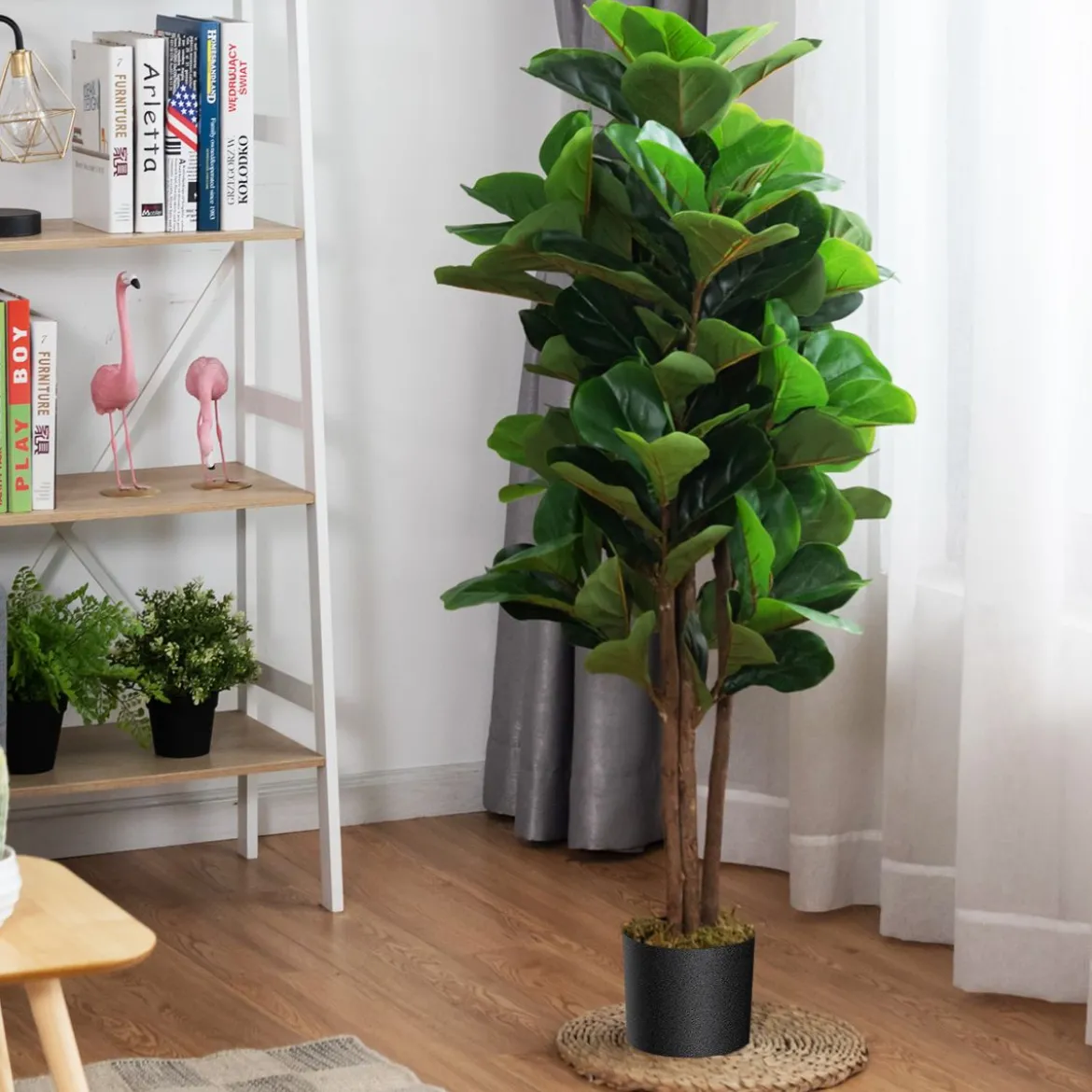 120 cm Künstlicher Feigenbaum Kunstpflanze Deko mit Blumentopf