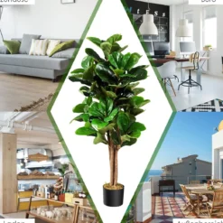 120 cm Künstlicher Feigenbaum Kunstpflanze Deko mit Blumentopf
