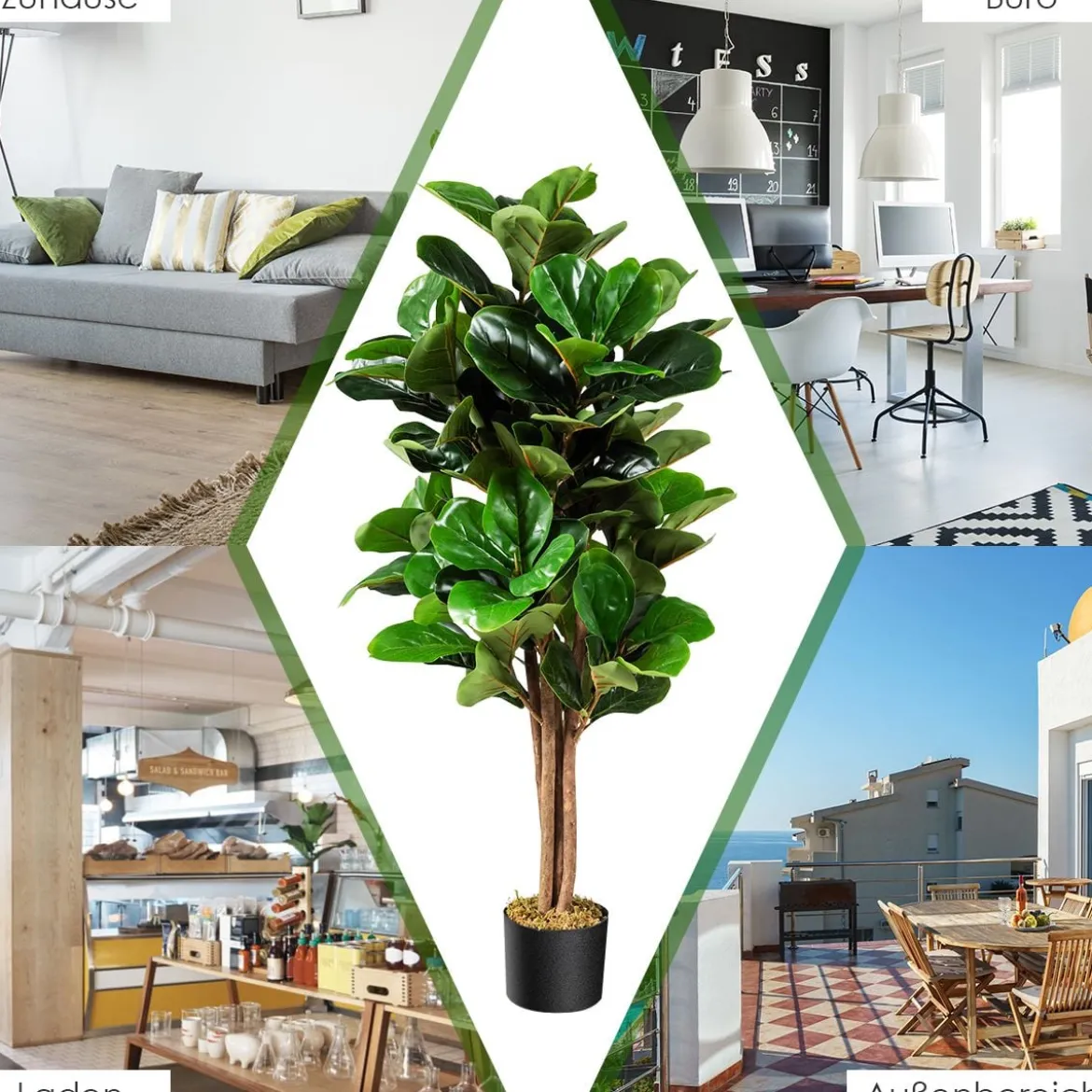 120 cm Künstlicher Feigenbaum Kunstpflanze Deko mit Blumentopf