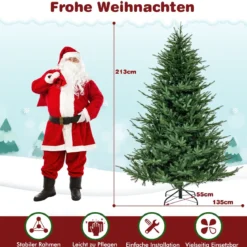 210 cm Künstlicher Weihnachtsbaum beleuchtet aufklappbarer Christbaum mit 8 Lichtmodi Kunstbaum Weihnachten Grün